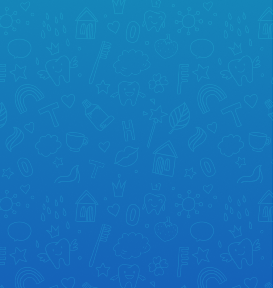 Blue gradient background with subtle dental and orthodontic pattern design for Spearmint Kids Dental website.